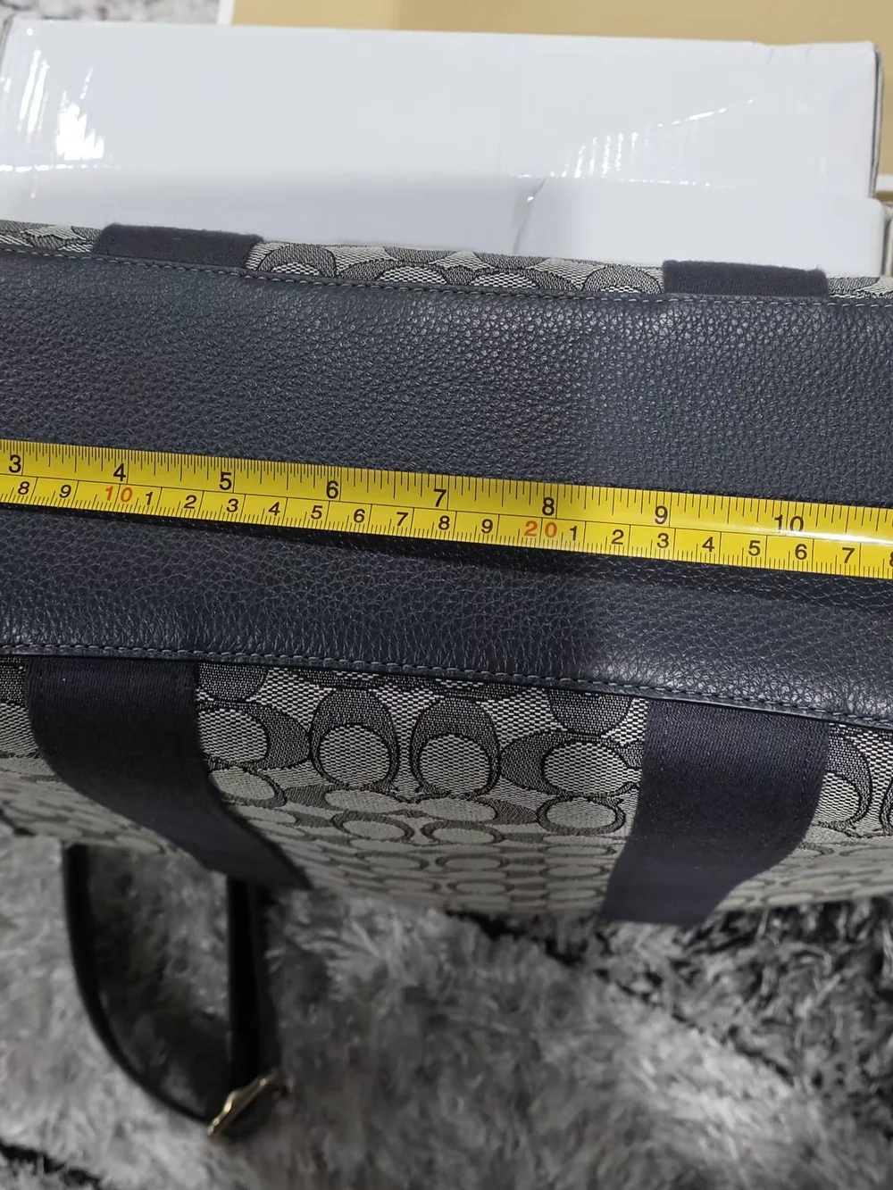 Coach Signature Jacquard Tote in Navy and Gray